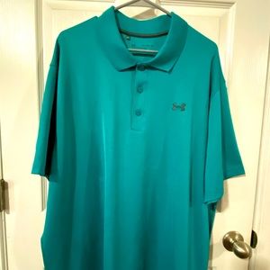 Men’s Under Armour HeatGear loose short sleeved polo shirt, size 3XL, turquoise